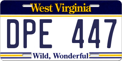 WV license plate DPE447