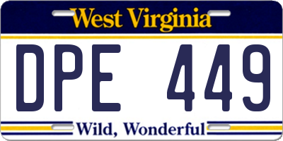 WV license plate DPE449