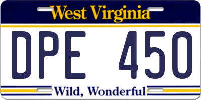WV license plate DPE450