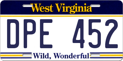 WV license plate DPE452