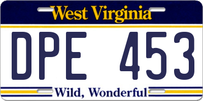 WV license plate DPE453