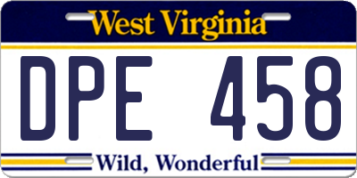 WV license plate DPE458