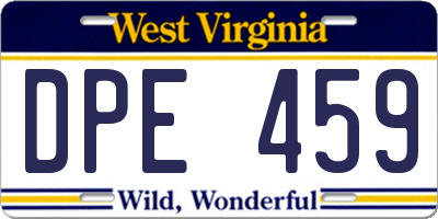 WV license plate DPE459