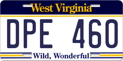 WV license plate DPE460