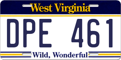 WV license plate DPE461