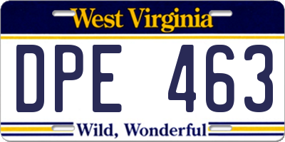 WV license plate DPE463