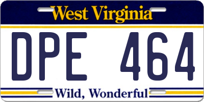 WV license plate DPE464