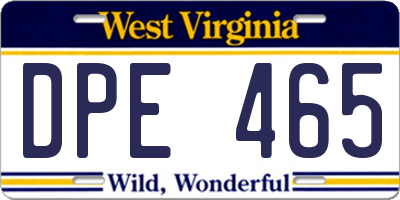 WV license plate DPE465