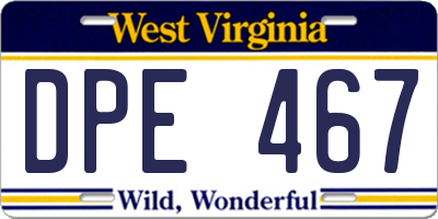 WV license plate DPE467