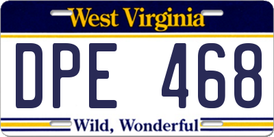WV license plate DPE468