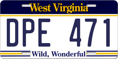 WV license plate DPE471