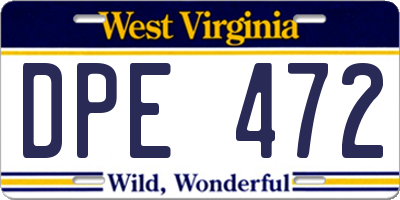 WV license plate DPE472