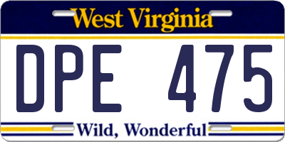 WV license plate DPE475