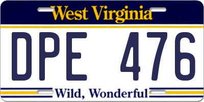 WV license plate DPE476