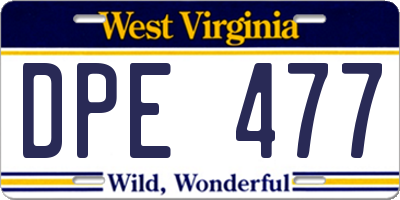 WV license plate DPE477
