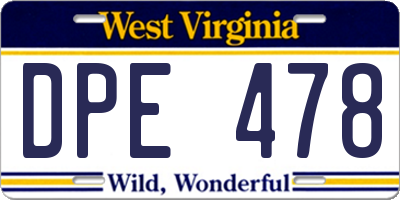 WV license plate DPE478