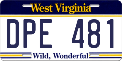 WV license plate DPE481