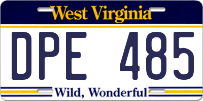 WV license plate DPE485
