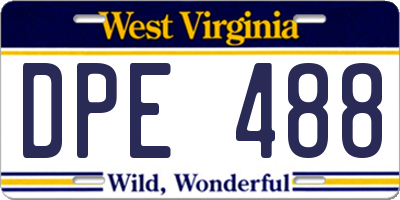 WV license plate DPE488