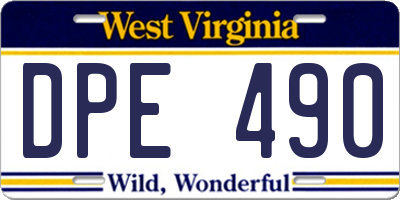 WV license plate DPE490