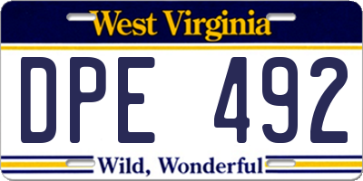 WV license plate DPE492