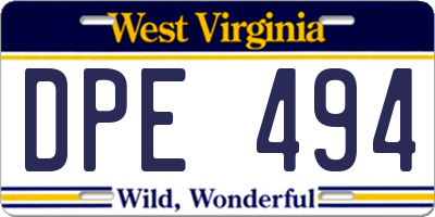 WV license plate DPE494