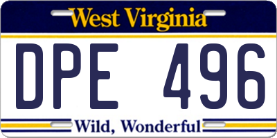 WV license plate DPE496