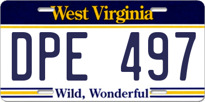 WV license plate DPE497