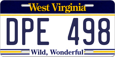 WV license plate DPE498