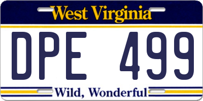 WV license plate DPE499