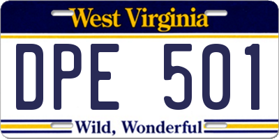 WV license plate DPE501