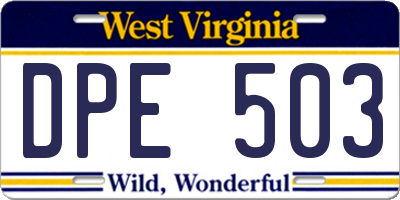 WV license plate DPE503