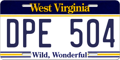 WV license plate DPE504