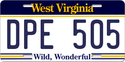 WV license plate DPE505