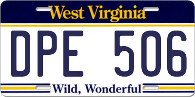 WV license plate DPE506