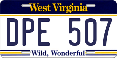 WV license plate DPE507