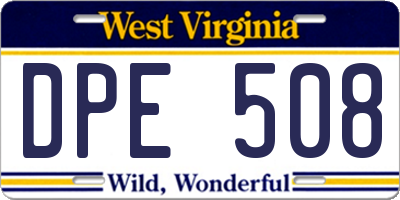 WV license plate DPE508