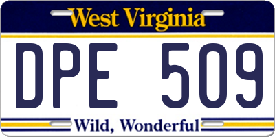 WV license plate DPE509
