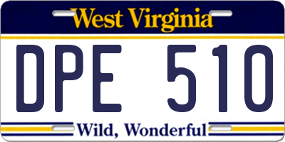WV license plate DPE510