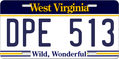 WV license plate DPE513