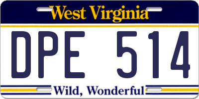 WV license plate DPE514