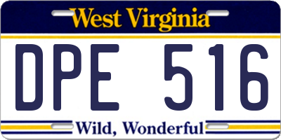 WV license plate DPE516