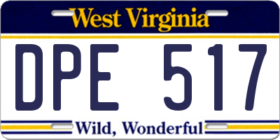 WV license plate DPE517