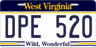 WV license plate DPE520