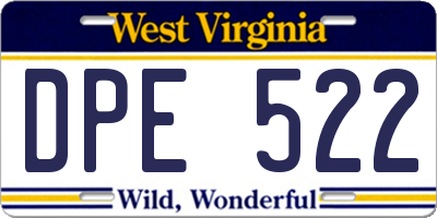 WV license plate DPE522