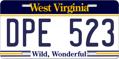 WV license plate DPE523
