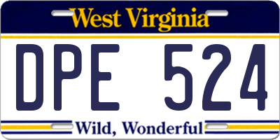 WV license plate DPE524