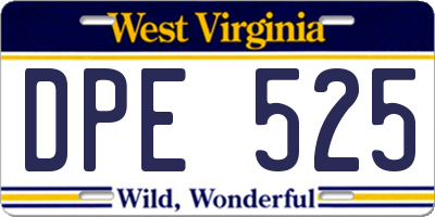 WV license plate DPE525