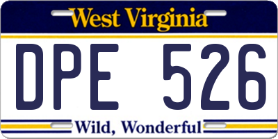 WV license plate DPE526