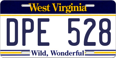 WV license plate DPE528